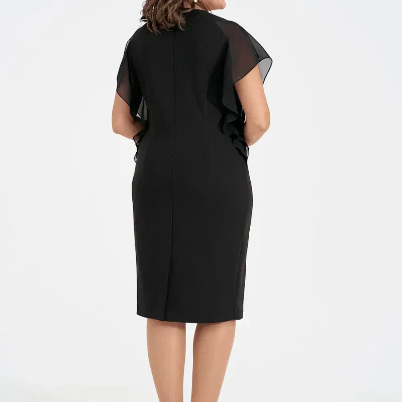 💖💖Einfarbiges Midikleid mit Rundhalsausschnitt