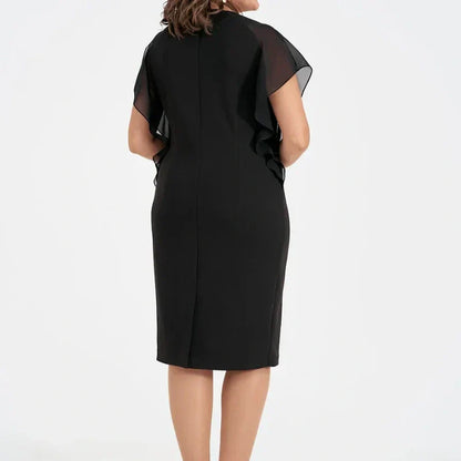 💖💖Einfarbiges Midikleid mit Rundhalsausschnitt