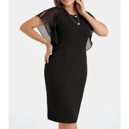 💖💖Einfarbiges Midikleid mit Rundhalsausschnitt