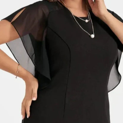 💖💖Einfarbiges Midikleid mit Rundhalsausschnitt