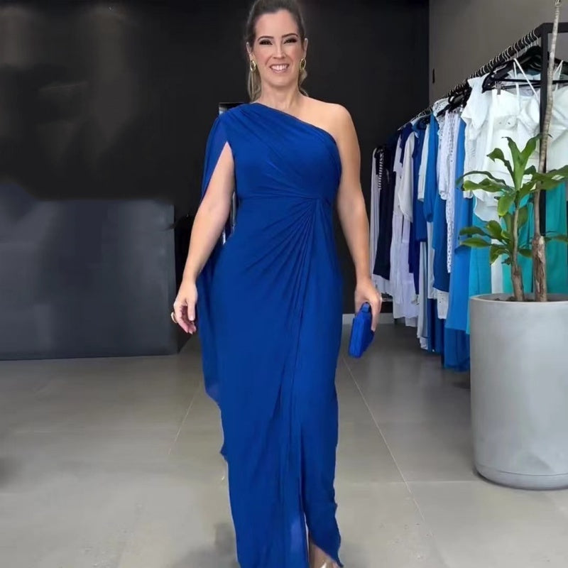 Elegantes One-Shoulder-Maxikleid für Damen mit Schlitz