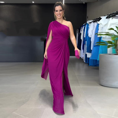 Elegantes One-Shoulder-Maxikleid für Damen mit Schlitz