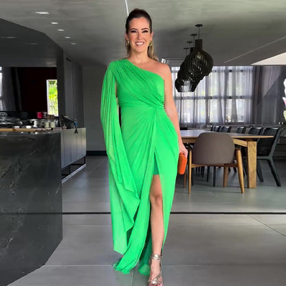 Elegantes One-Shoulder-Maxikleid für Damen mit Schlitz