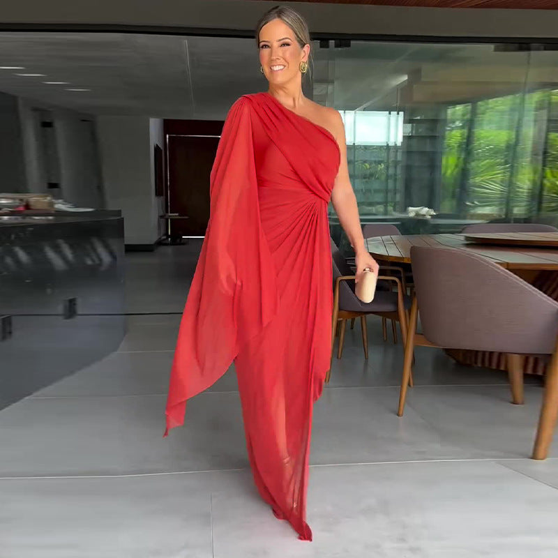 Elegantes One-Shoulder-Maxikleid für Damen mit Schlitz