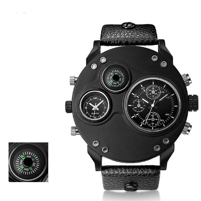 🎁Herren-Analoguhr mit zwei Zeitzonen und Kompass
