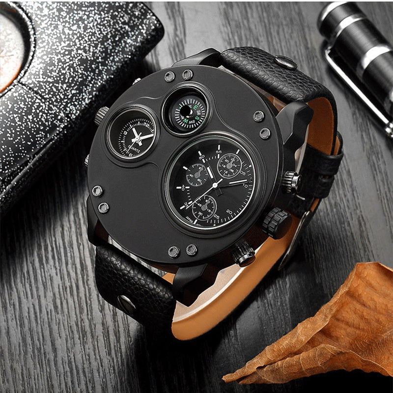 🎁Herren-Analoguhr mit zwei Zeitzonen und Kompass