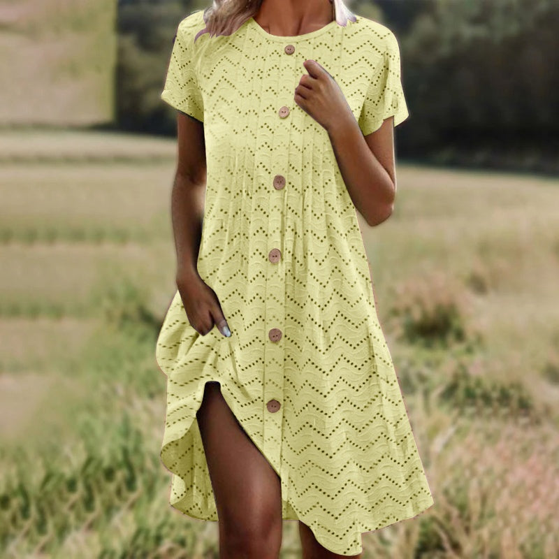 Kurzärmeliges Kleid mit Knopfleiste für Damen