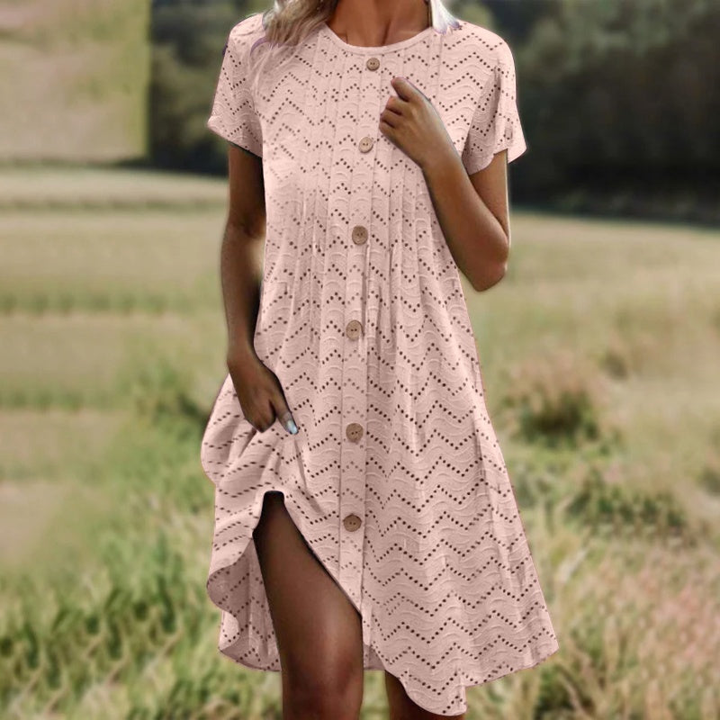 Kurzärmeliges Kleid mit Knopfleiste für Damen