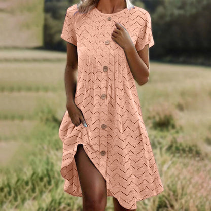 Kurzärmeliges Kleid mit Knopfleiste für Damen