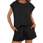 💙Zeitlich begrenztes Angebot von 50 % - Zweiteiliges Set aus Damen-Top mit Rundhalsausschnitt und Shorts