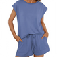 💙Zeitlich begrenztes Angebot von 50 % - Zweiteiliges Set aus Damen-Top mit Rundhalsausschnitt und Shorts