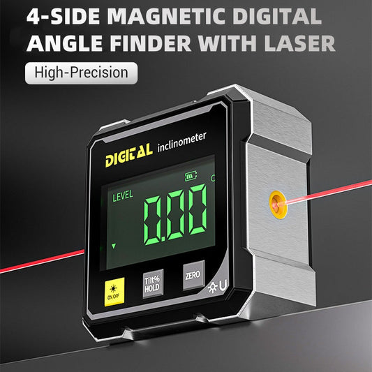 💥 55 % SPAREN! Magnetischer 4-Seiten-Winkelmesser mit Laser – Nur für kurze Zeit 🛠️