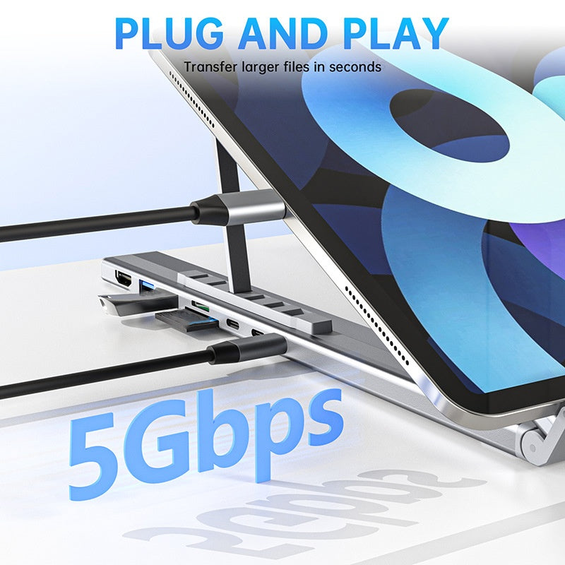 8-in-1 USB-C Dockingstation & Laptopständer – 8 Ports, 4K HDMI & Höhenverstellbar für Mehr Produktivität 🖥️