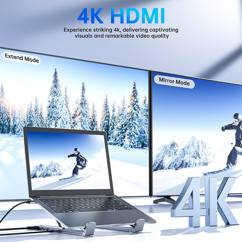 8-in-1 USB-C Dockingstation & Laptopständer – 8 Ports, 4K HDMI & Höhenverstellbar für Mehr Produktivität 🖥️