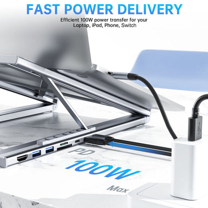 8-in-1 USB-C Dockingstation & Laptopständer – 8 Ports, 4K HDMI & Höhenverstellbar für Mehr Produktivität 🖥️