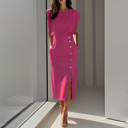 🌸💐Elegantes Midikleid mit Schlitz für Damen