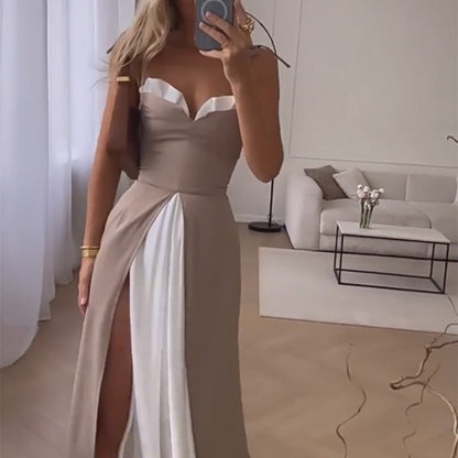 🔥🔥Ärmelloses, langes Plissee-Kleid mit Farbblock für Damen