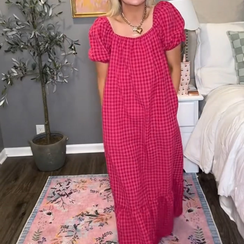 Stilvolles Maxikleid für Damen mit Puffärmeln