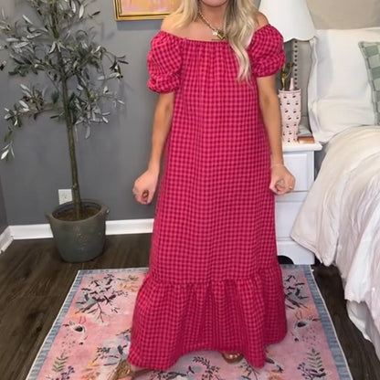 Stilvolles Maxikleid für Damen mit Puffärmeln