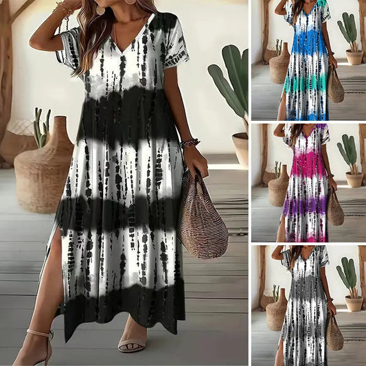 🏖️🌸Sommer Heiß Verkauf 50% Rabatt💃Kausal V-Ausschnitt Gradient Kleid für Damen