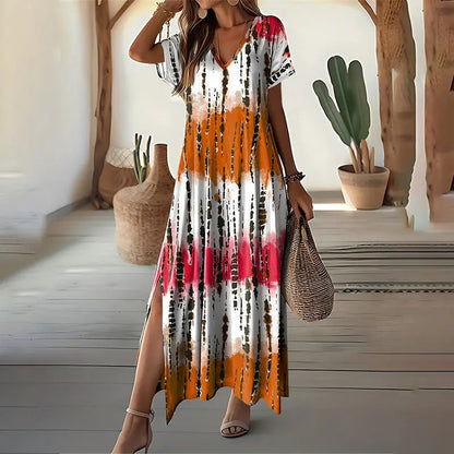 🏖️🌸Sommer Heiß Verkauf 50% Rabatt💃Kausal V-Ausschnitt Gradient Kleid für Damen