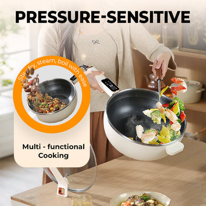 🍳🫕50% Rabatt Frühherbst Angebot! Elektrischer Antihaft-Wok mit Glasdeckel| Schnelles Kochen & Einfache Reinigung