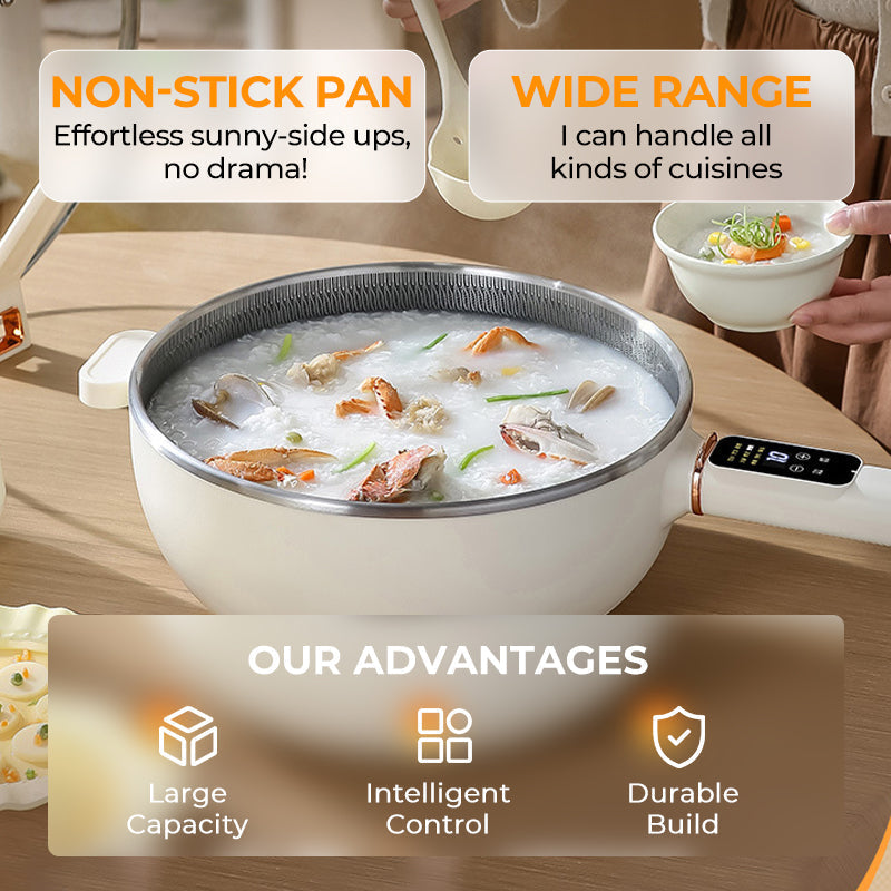 🍳🫕50% Rabatt Frühherbst Angebot! Elektrischer Antihaft-Wok mit Glasdeckel| Schnelles Kochen & Einfache Reinigung