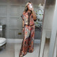🎉💃Damen-Zweiteiler mit Print – Top und weite Hose
