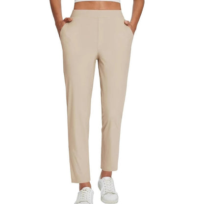 ⏰ Nur noch heute 50% Rabatt! 🔥 Damen High-Waist Stretch-Hose mit sicheren Reißverschluss-Taschen, figurschmeichelnder Cropped-Schnitt für Büro, Sport & Alltag ✨