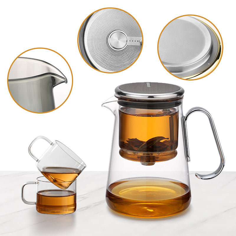 Glas-Teekanne mit magnetischer Wasserabscheidung