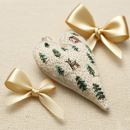 Herzförmiges Handstickerei-Weihnachtsset