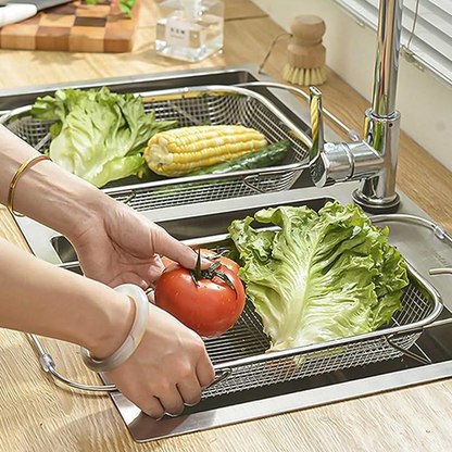 🥗 Edelstahl Teleskop-Abtropfkorb – verstellbar, rostfrei, platzsparend für Küchenspüle