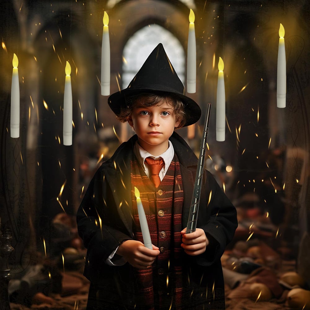 😮Halloween-Deko – schwebende Kerzen mit Zauberstab🔥