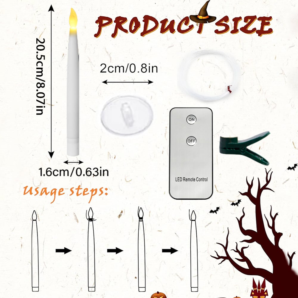 😮Halloween-Deko – schwebende Kerzen mit Zauberstab🔥