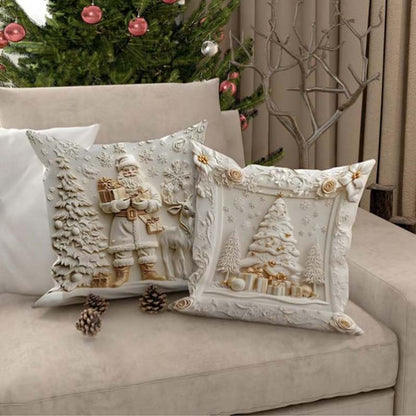 🎄 Neue 4-teilige Weihnachts-Kissenbezüge Set – Santa, Schneemann, Tannenbaum & Rentier Motive für Ihre Wohnzimmer-Dekoration