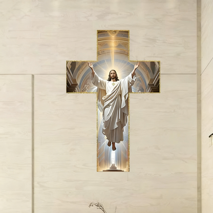 ✝️ 50% RABATT! ✨ Retro Jesus Christus Wandkreuz - Vintage Holzdesign mit Religiöser Symbolik für Spirituelle Raumdekoration 🕊️🌟