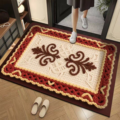 🌲Weihnachtsdeal: 3D-Floral-Garn Bodenmatte - Saugstark & Rutschfest