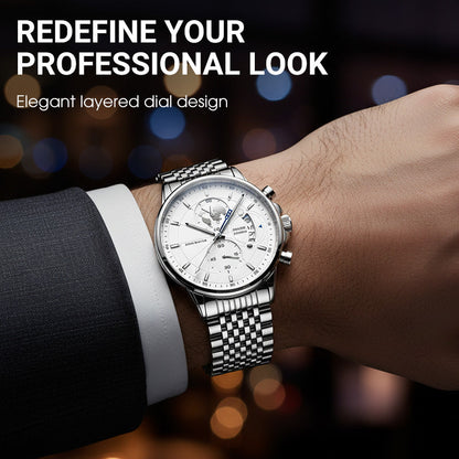 Nachtleuchtende, wasserdichte Herren-Quarzuhr