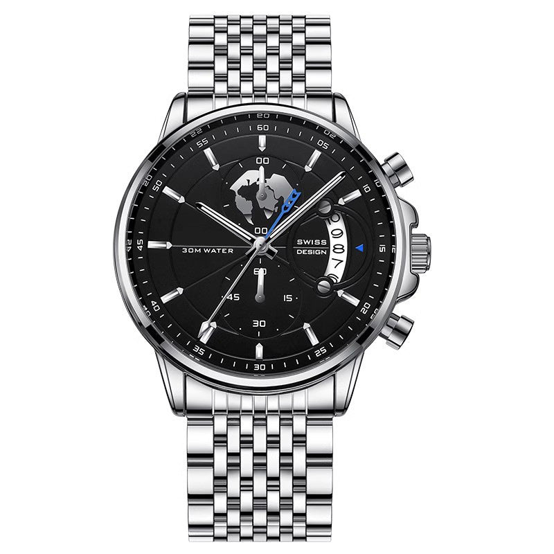 Nachtleuchtende, wasserdichte Herren-Quarzuhr