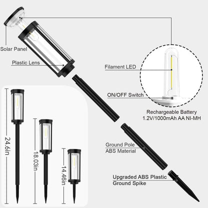 🌞 Solar-Gartenleuchte mit Filament-Optik – Wasserdicht & ideal für Wege und Rasen