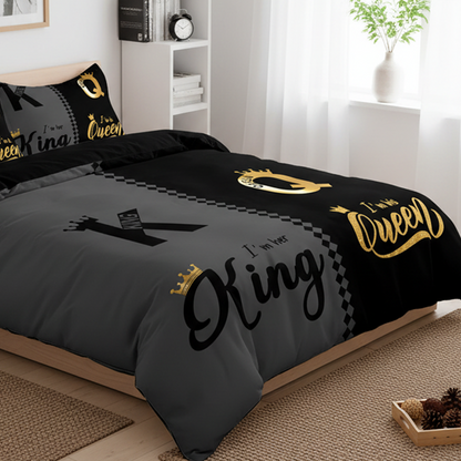 👑 50 % RABATT! 🛏️ King- & Queen-Bettbezug-Set – 3-teilig, luxuriös, weich gebürsteter Stoff & pflegeleicht 🏰✨