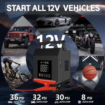 2026 Neu! 🚗 Tragbarer Auto Starthilfe Booster & Luftkompressor ⚡ Schnellstart & Reifenaufpumpen 🔥 Jetzt 49% Rabatt!