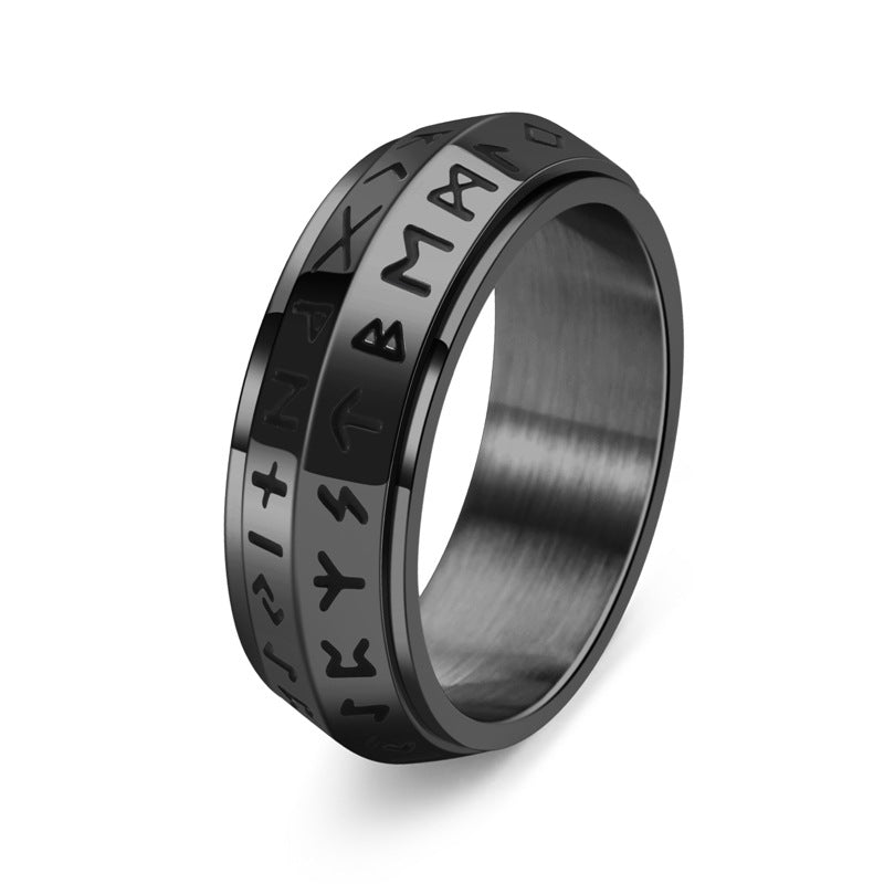 ✨🎅Weihnachtsangebote – Nur für kurze Zeit!⏰Titanium Steel Viking Rune Rotating Ring
