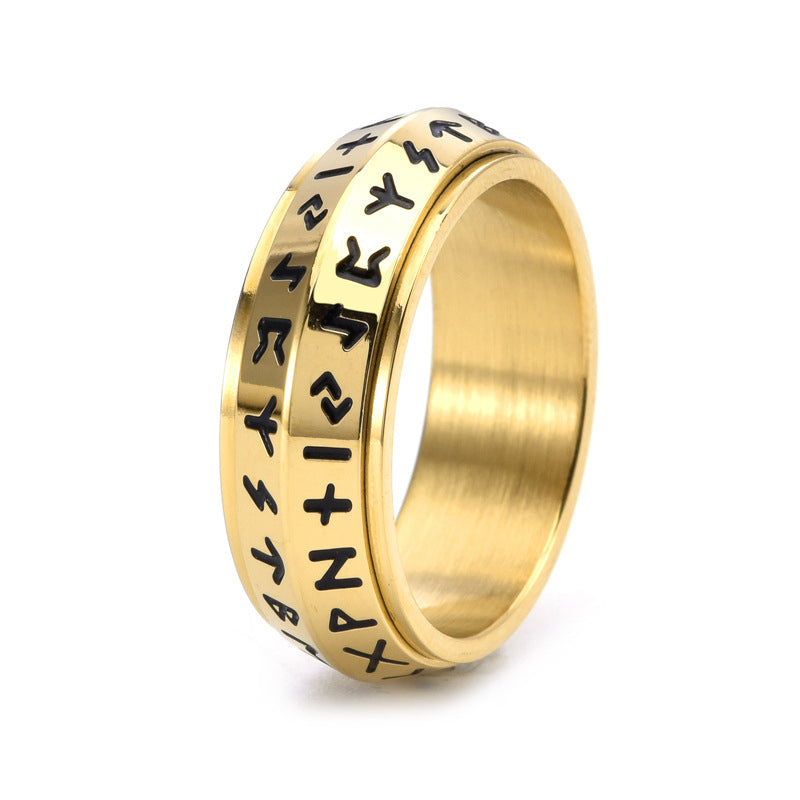 ✨🎅Weihnachtsangebote – Nur für kurze Zeit!⏰Titanium Steel Viking Rune Rotating Ring