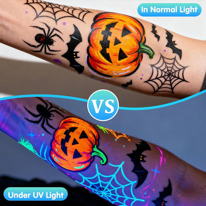 🌈 UV-Leucht-Gesichts & Körpermalstifte – 12 Farben Neon-Leuchteffekt für Partys & Feiern