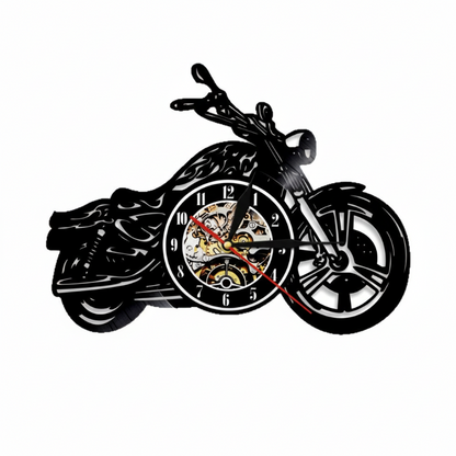 Retro-Motorrad-Vinyl-Schallplatten-Wanduhr