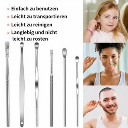 📢50% zeitlich begrenzter Rabatt📢Tragbares Edelstahl-Ohrlöpfel 6-Stück-Set - Spiral-Ohrwerkzeug✨