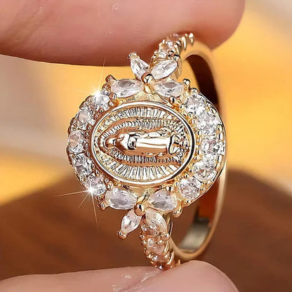 💎 Eleganter Jungfrau-Maria-Ring – Symbol der Anmut & des Glaubens!