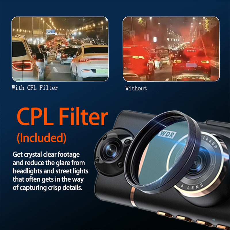 🔥2026: Starten Sie mit dem perfekten Überblick! 🚘📹 4-Kanal HD-Dashcam mit Rundum-Aufnahme (Front, Innenraum, Heck)