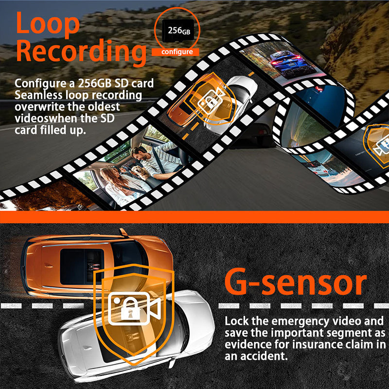 🔥2026: Starten Sie mit dem perfekten Überblick! 🚘📹 4-Kanal HD-Dashcam mit Rundum-Aufnahme (Front, Innenraum, Heck)